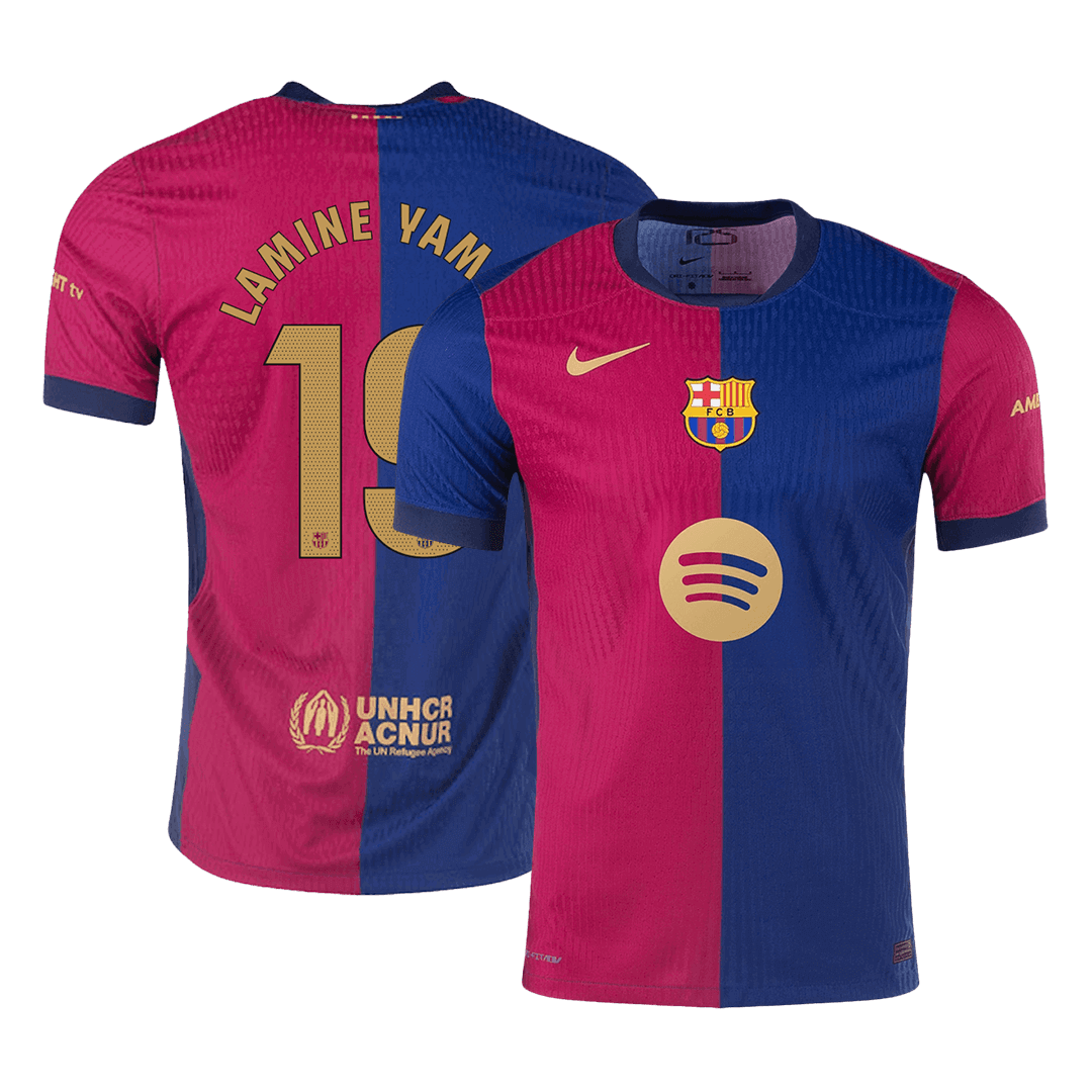 Player version LAMINE YAMAL #19 Barcelona Home soccer Jersey 2024/25 Spotify logo without text Go Soccer World Shop