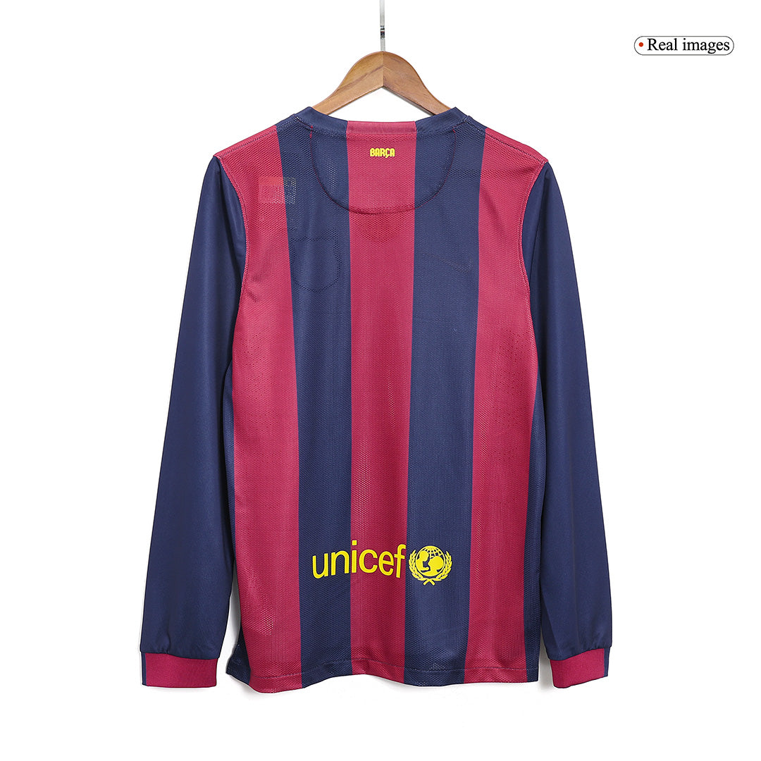 2014/15 Barcelona Home Retro Long Sleeve soccer jersey Go Soccer World Shop