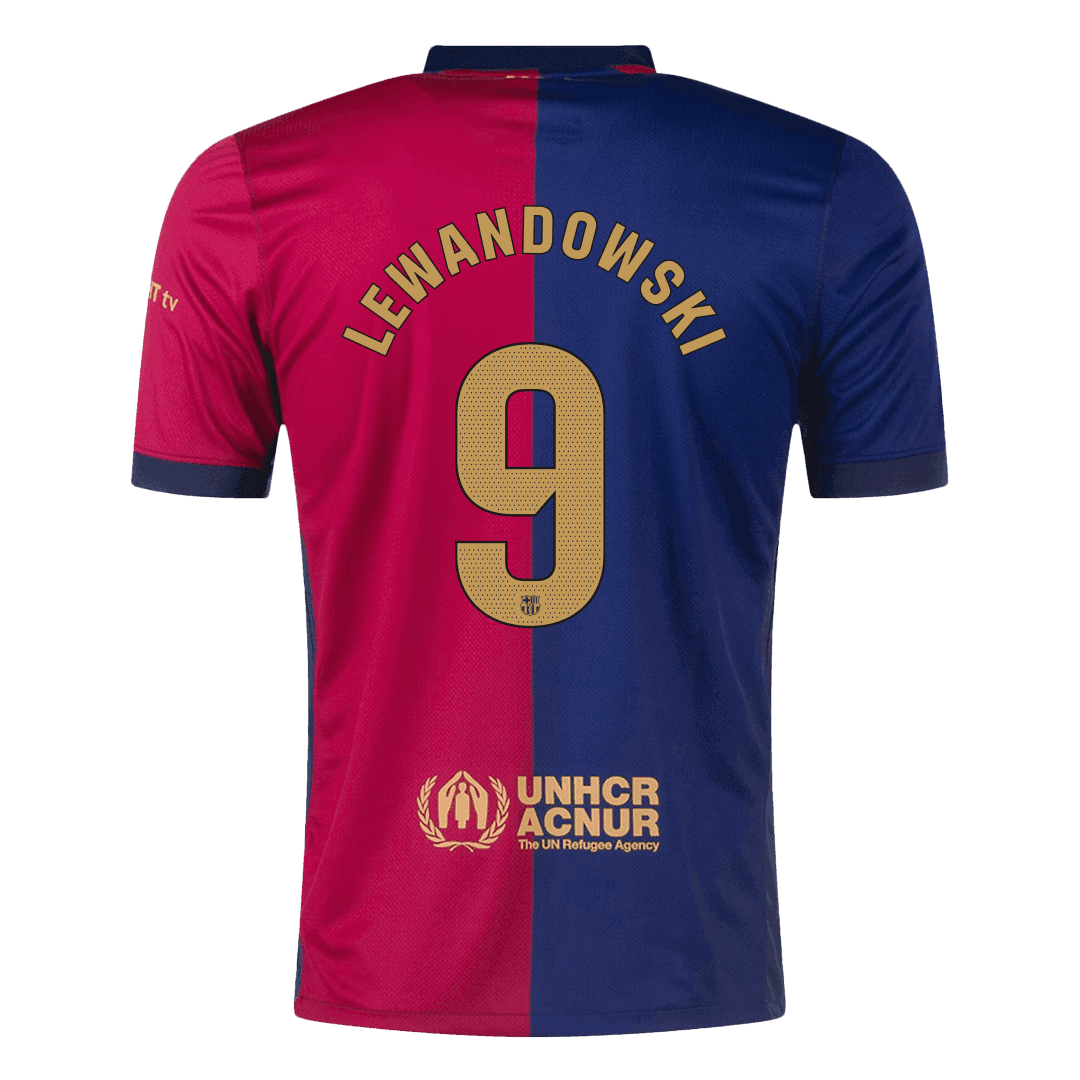 LEWANDOWSKI #9 Barcelona 2024/25 home soccer jersey - Spotify logo without text Go Soccer World Shop