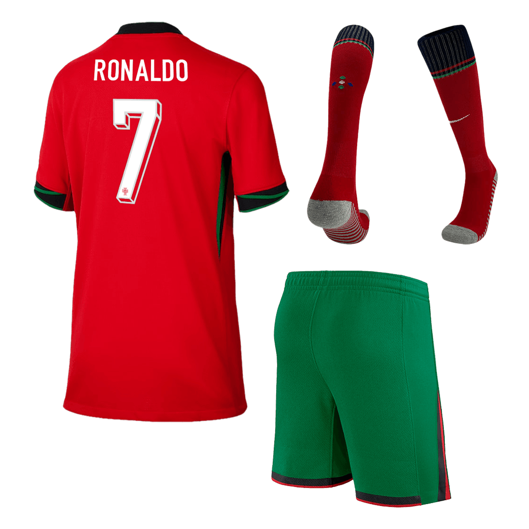 Portugal RONALDO #7 Euro 2024 kids home jersey set Go Soccer World Shop