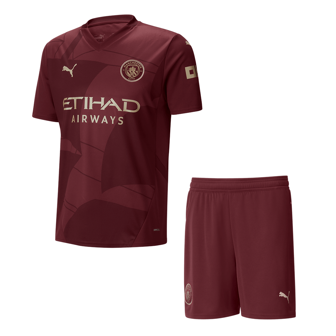 Manchester City away soccer jersey set (jersey + shorts) 2024/25 Go Soccer World Shop