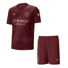 Manchester City away soccer jersey set (jersey + shorts) 2024/25 Go Soccer World Shop