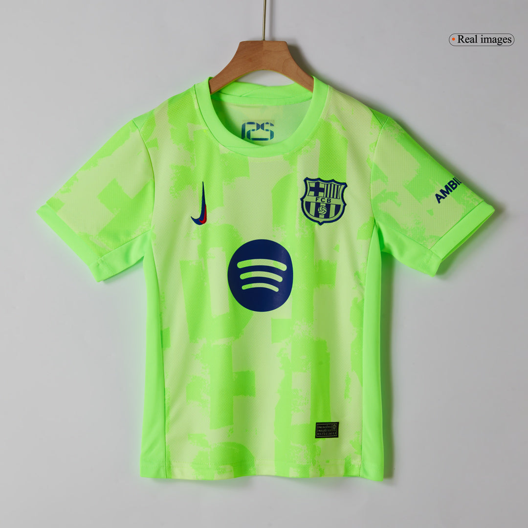 Barcelona Kids Away Jersey Set (Jersey + Shorts + Socks) 2024/25 - UCL (Spotify logo without text) Go Soccer World Shop