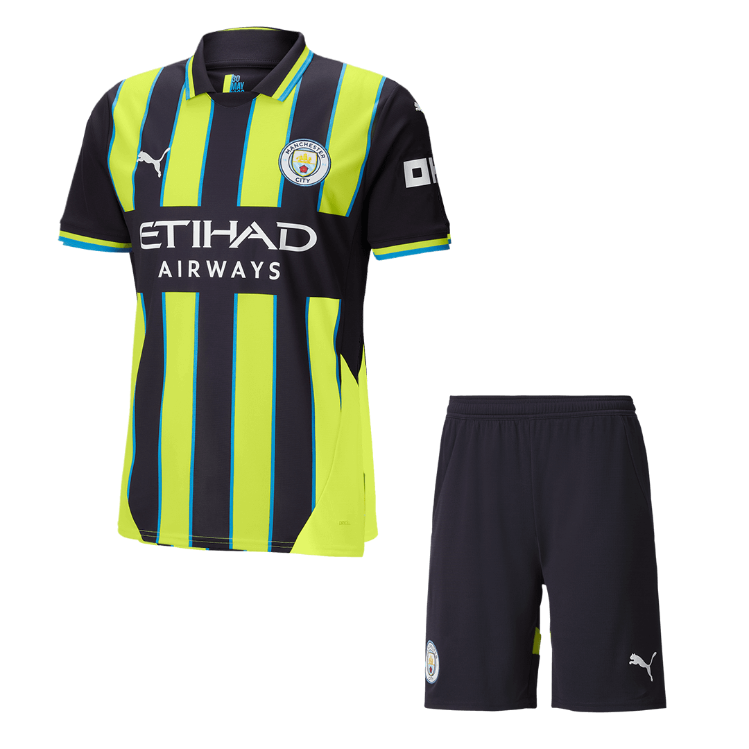 Manchester City away soccer jersey set (jersey + shorts) 2024/25 Go Soccer World Shop