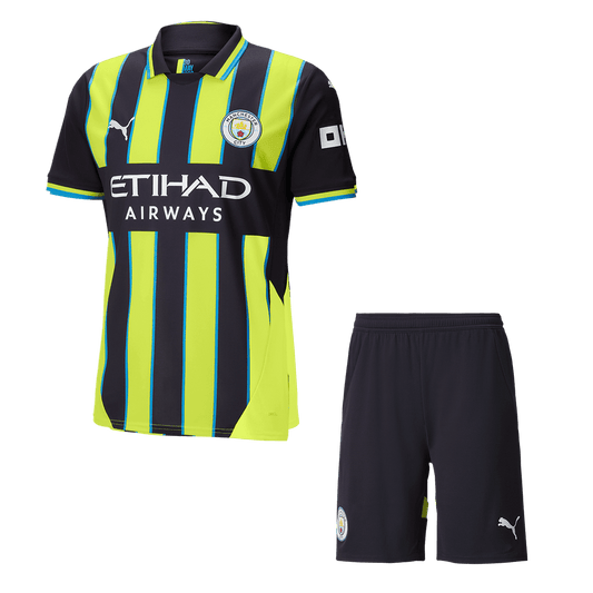 Manchester City away soccer jersey set (jersey + shorts) 2024/25 Go Soccer World Shop