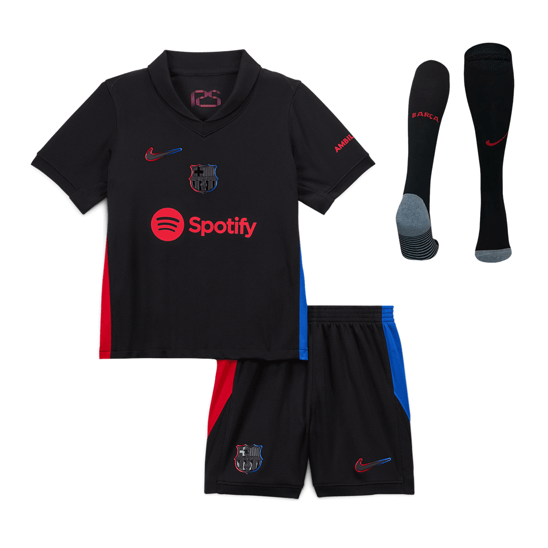 Barcelona children's away soccer kit (jersey + shorts + socks) 2024/25 Go Soccer World Shop