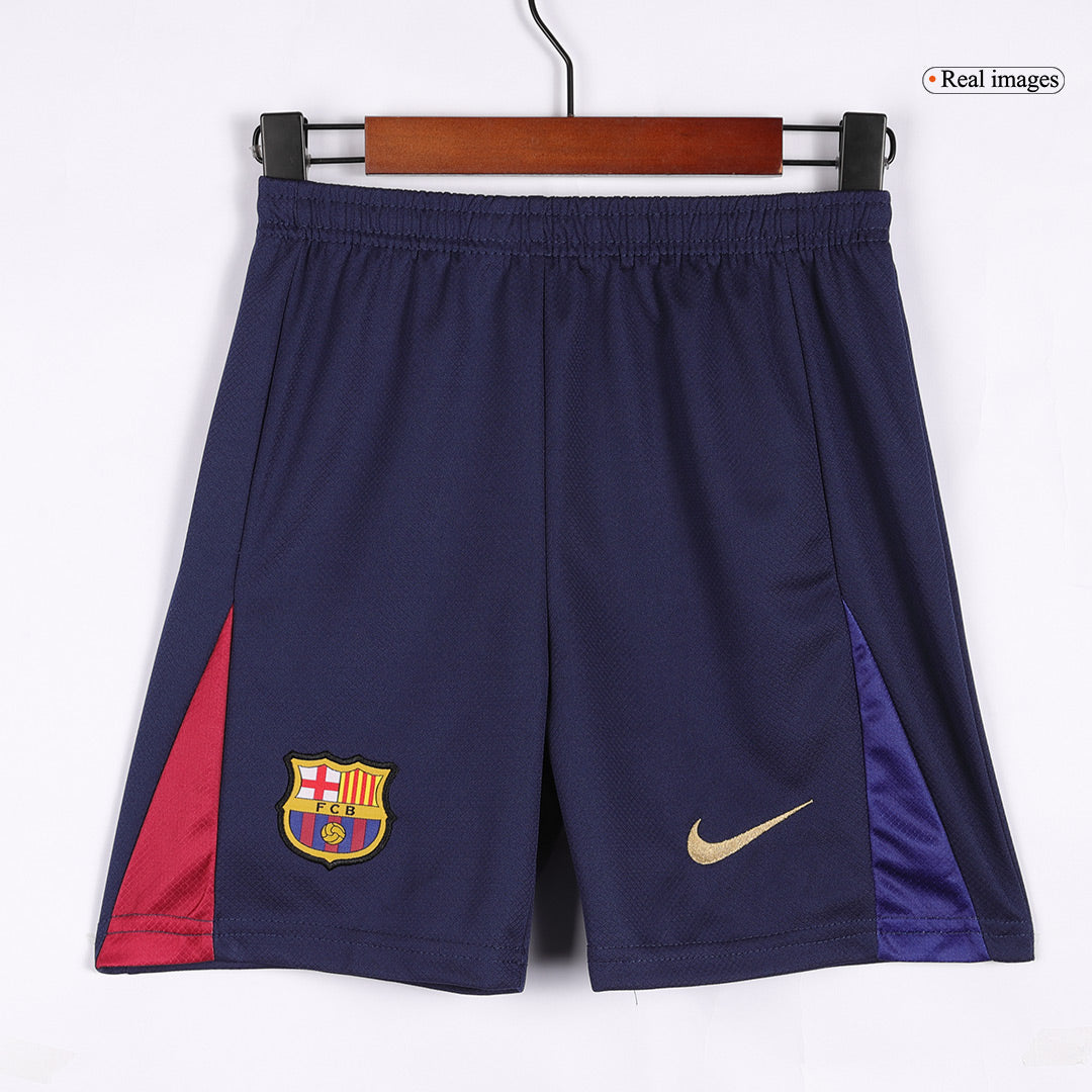 Barcelona Kids Home soccer jersey Set (Jersey + Shorts) 2024/25 - Spotify Logo Without Text Go Soccer World Shop