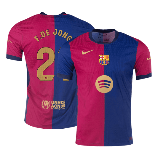 Player Version F.DE JONG #21 Barcelona Home Soccer Jersey 2024/25 - Spotify Logo Without Text Go Soccer World Shop