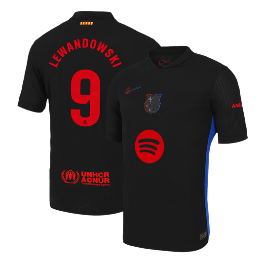 Player Version LEWANDOWSKI #9 Barcelona Away Soccer Jersey 2024/25 - Spotify Logo Without Text Go Soccer World Shop