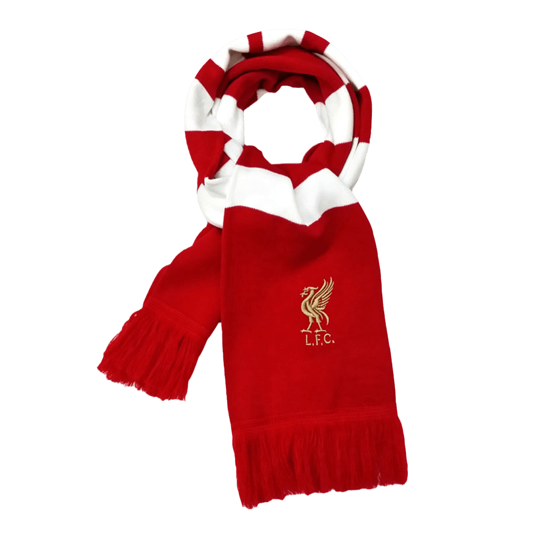 Liverpool red and white knitted soccer scarf Go Soccer World Shop