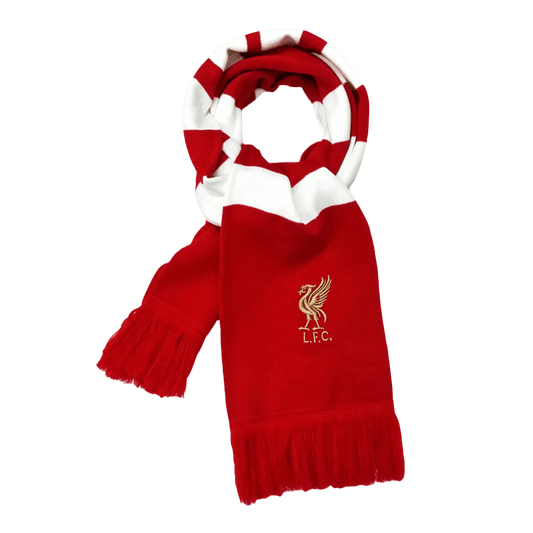 Liverpool red and white knitted soccer scarf Go Soccer World Shop