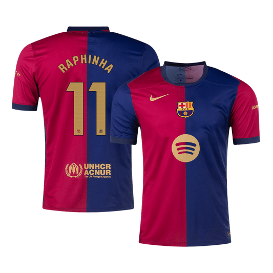 RAPHINHA #11 Barcelona Home 2024/25 soccer jersey -£¨Spotify logo without text£© Go Soccer World Shop