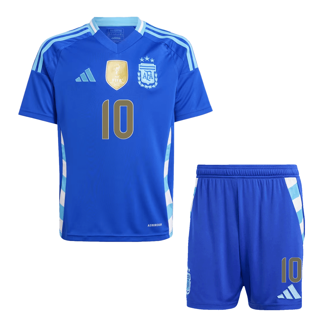 Argentina MESSI #10 Kids Away Jersey Set (Jersey + Shorts) 2024 Go Soccer World Shop