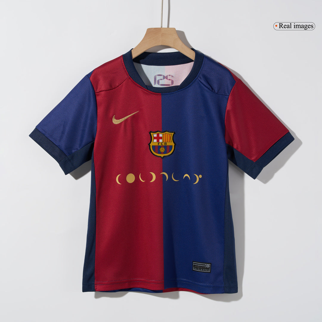 Barcelona kids home soccer kit (jersey + shorts) 2024/25 - COLDPLAY Go Soccer World Shop