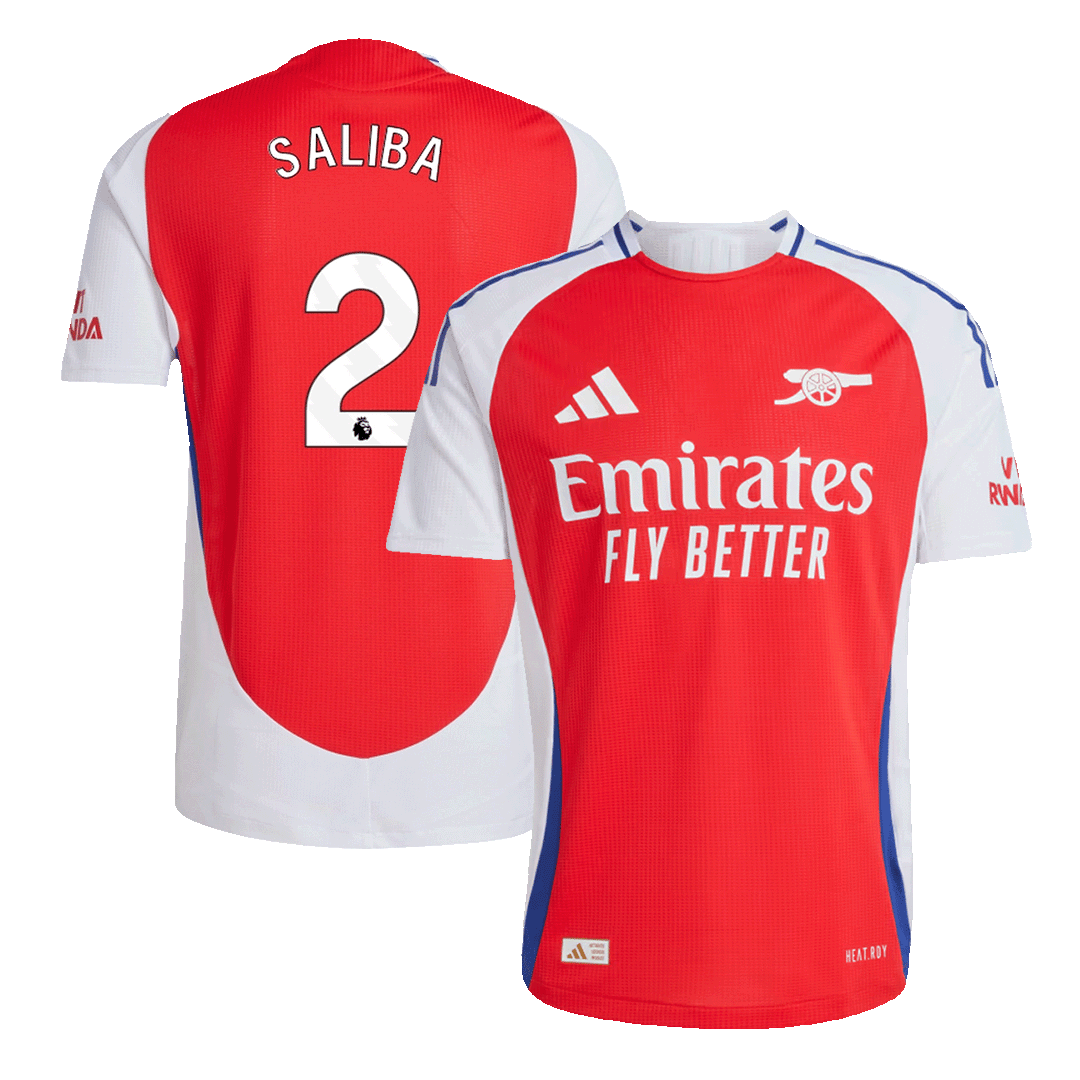 Player Version SALIBA #2 Arsenal Home Soccer Jersey 2024/25 Go Soccer World Shop