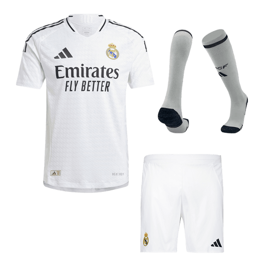 Player Version Real Madrid Home Soccer Jersey Kit(Jersey+Shorts+Socks) 2024/25 Go Soccer World Shop