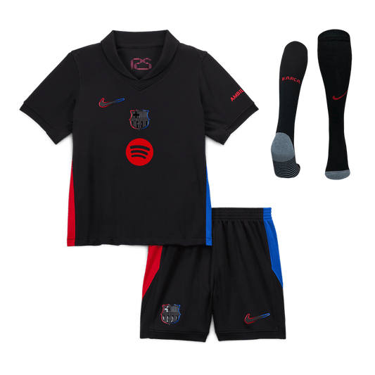 Barcelona children's away soccer kit (jersey + shorts + socks) 2024/25 - Spotify logo without text Go Soccer World Shop