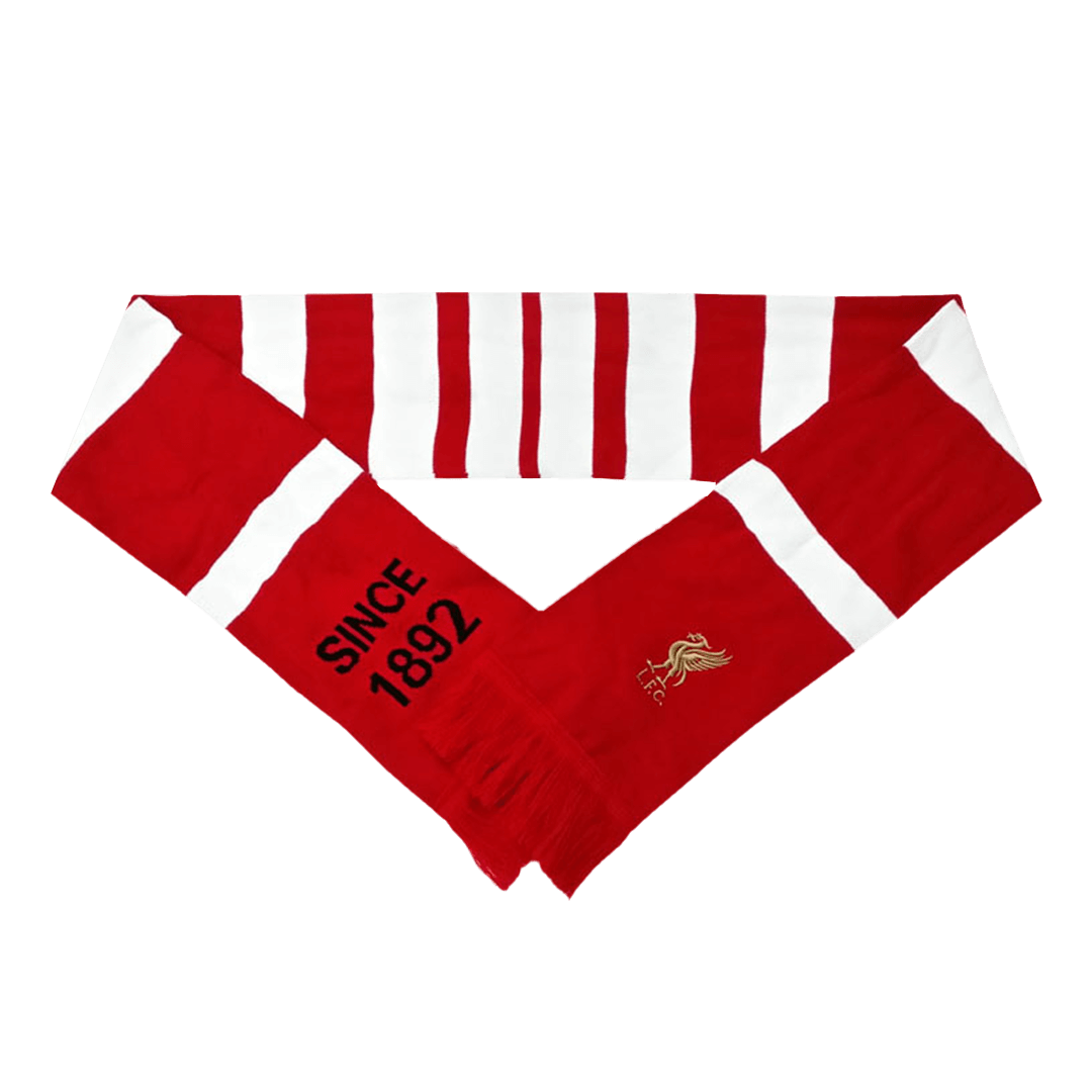 Liverpool red and white knitted soccer scarf Go Soccer World Shop