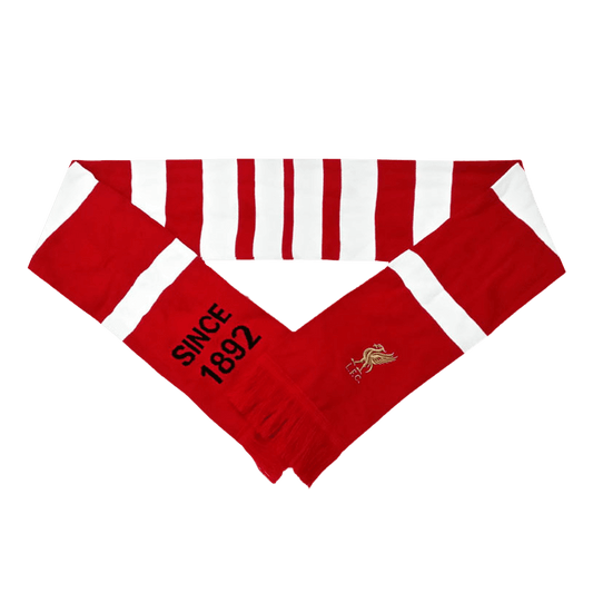 Liverpool red and white knitted soccer scarf Go Soccer World Shop