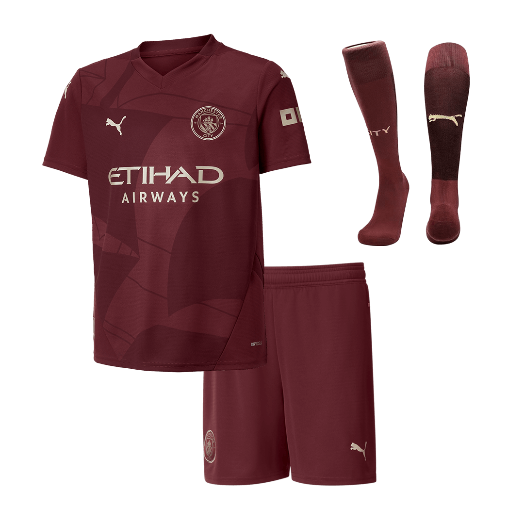 Manchester City Kids Away soccer jersey Set (Jersey + Shorts + Socks) 2024/25 Go Soccer World Shop