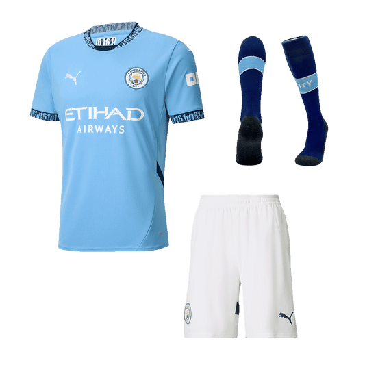 Manchester City home soccer jersey set (jersey + shorts + socks) 2024/25 Go Soccer World Shop