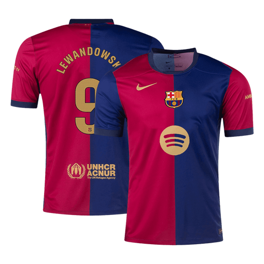 LEWANDOWSKI #9 Barcelona 2024/25 home soccer jersey - Spotify logo without text Go Soccer World Shop