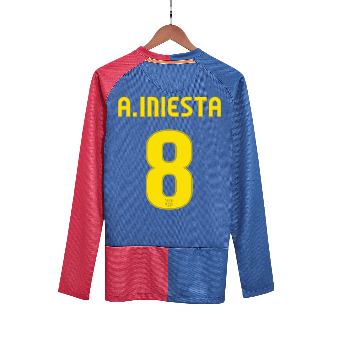 Retro A.INIESTA #8 2008/09 Barcelona Home - UCL Final Long Sleeve soccer jersey Go Soccer World Shop