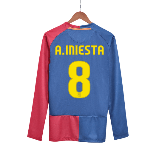 Retro A.INIESTA #8 2008/09 Barcelona Home - UCL Final Long Sleeve soccer jersey Go Soccer World Shop