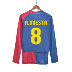 Retro A.INIESTA #8 2008/09 Barcelona Home - UCL Final Long Sleeve soccer jersey Go Soccer World Shop